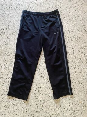 Nike Black Track Pants with Gray Side Stripes